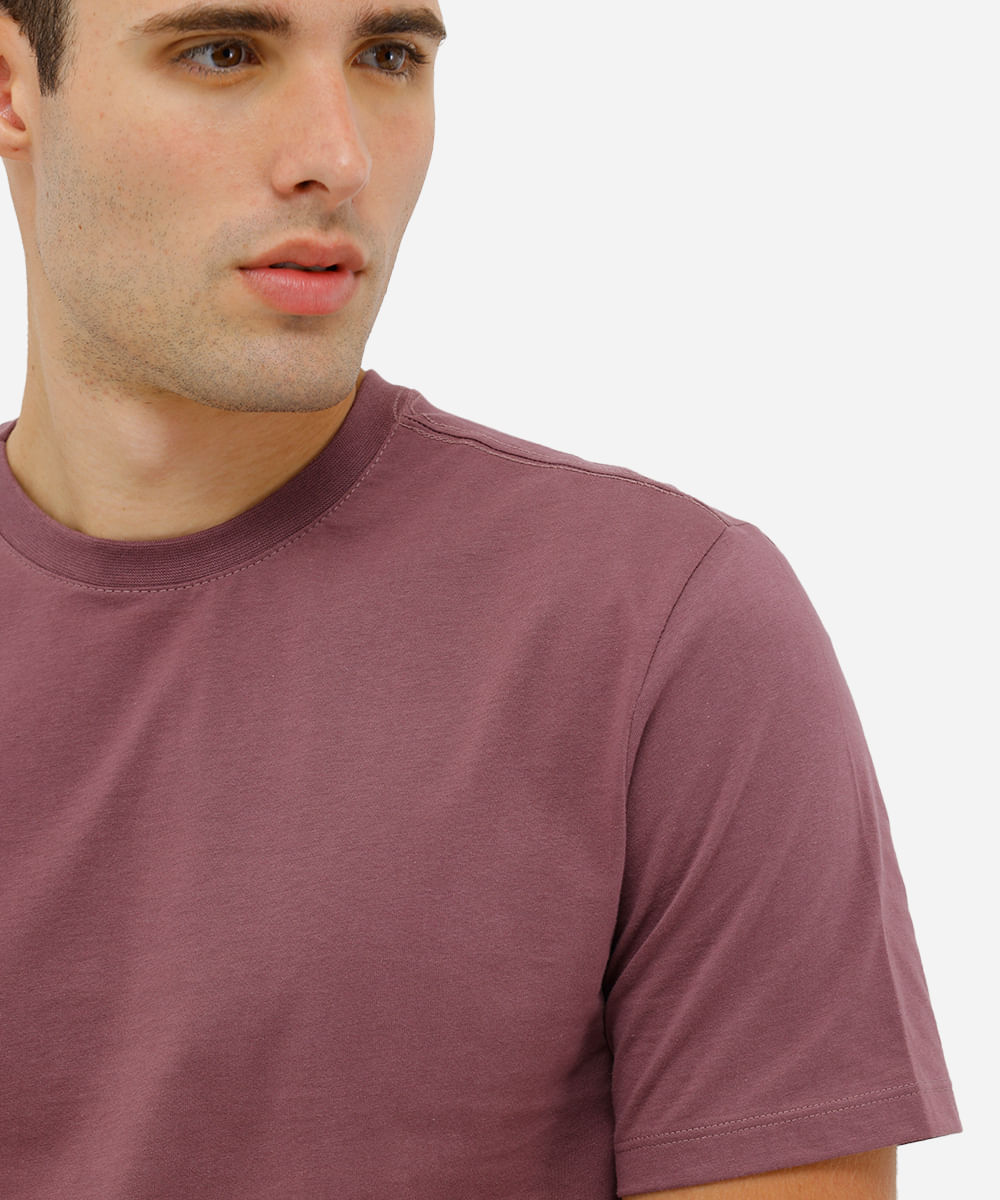 camiseta masculina de algodão básica manga curta roxa
