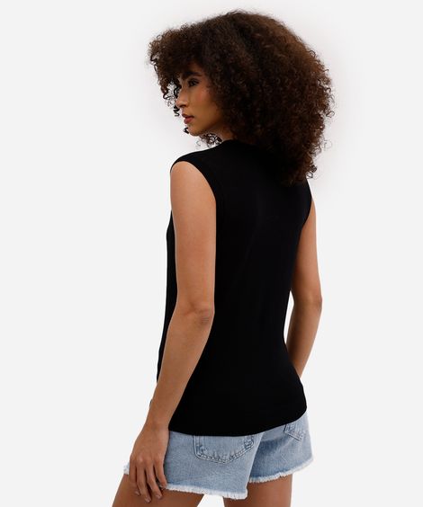 colete básico feminino de tricot  preto