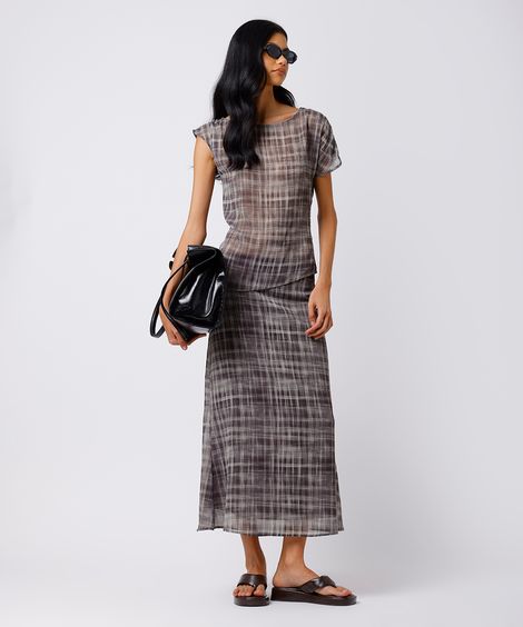 saia midi feminina xadrez mindset colorida