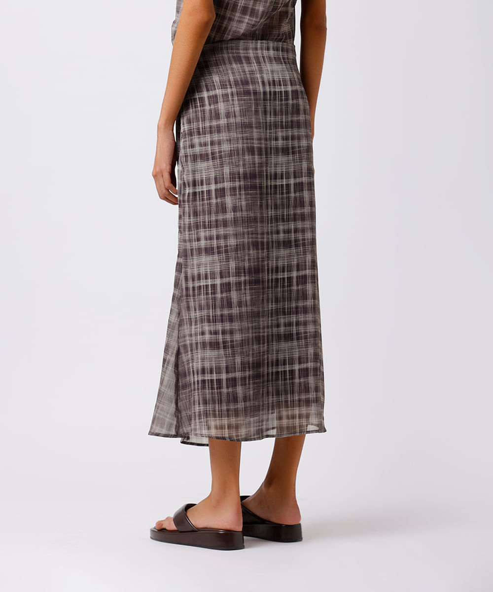 saia midi feminina xadrez mindset colorida