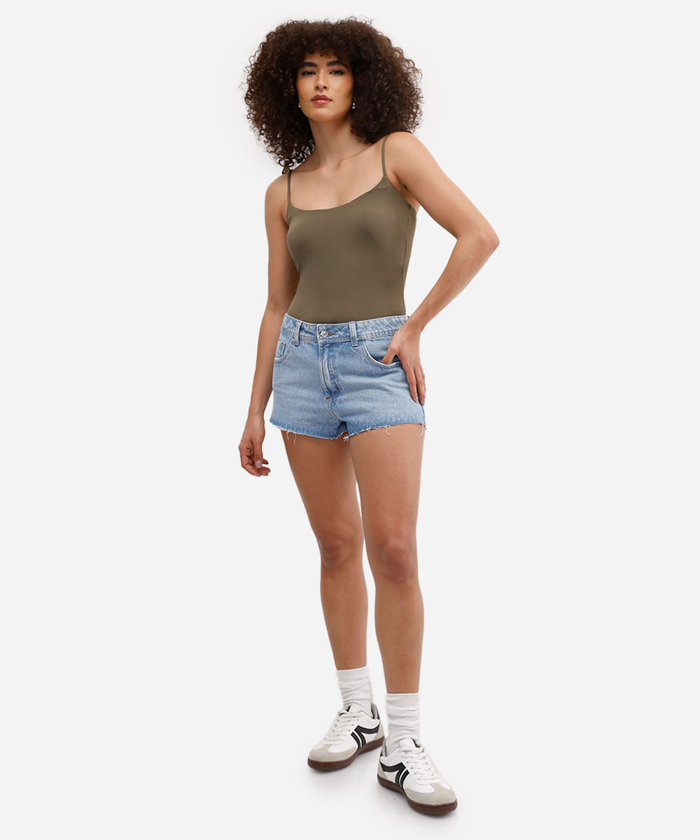 blusa alça fina feminina de poliamida com bojo básica verde