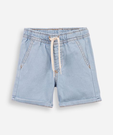 bermuda infantil malha denim azul