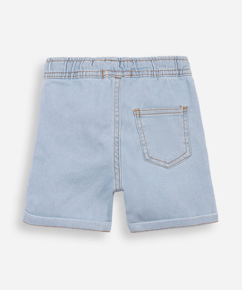 bermuda infantil malha denim azul