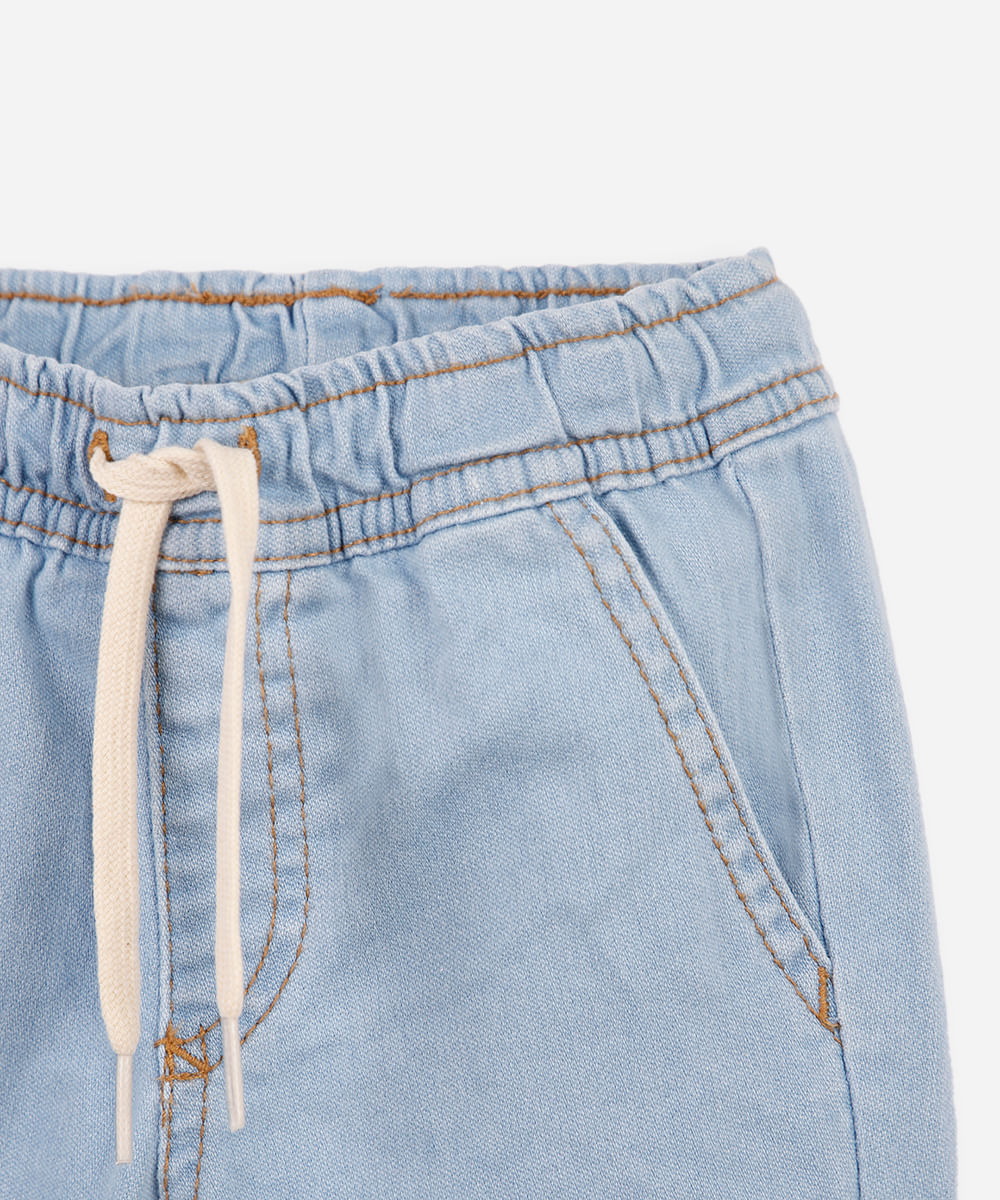 bermuda infantil malha denim azul