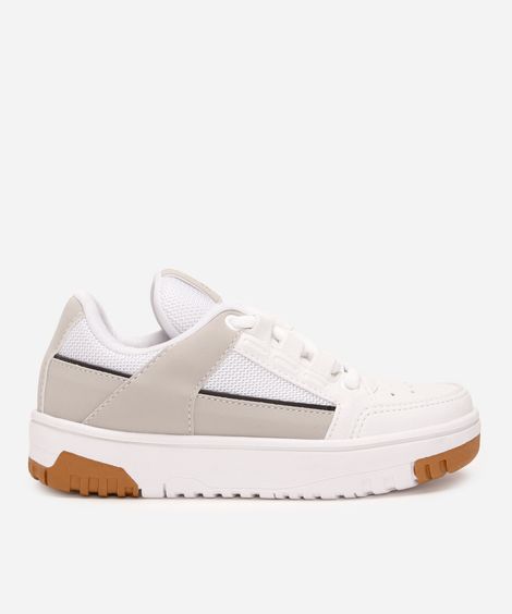 tênis casual infantil com recortes ollie branco