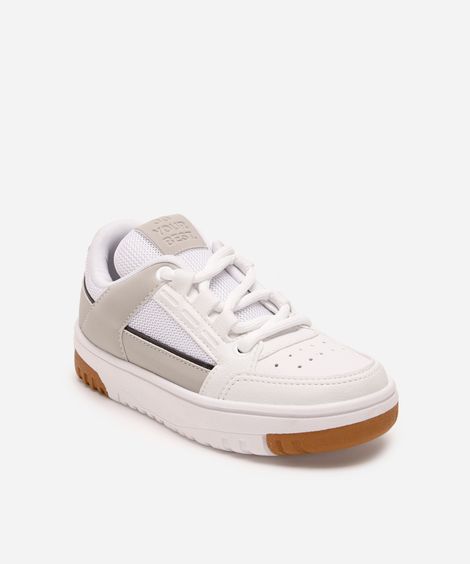 tênis casual infantil com recortes ollie branco