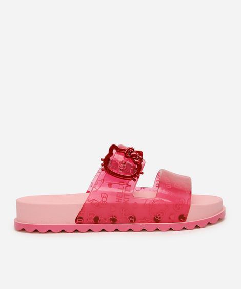 chinelo slide infantil hello kitty grendene rosa