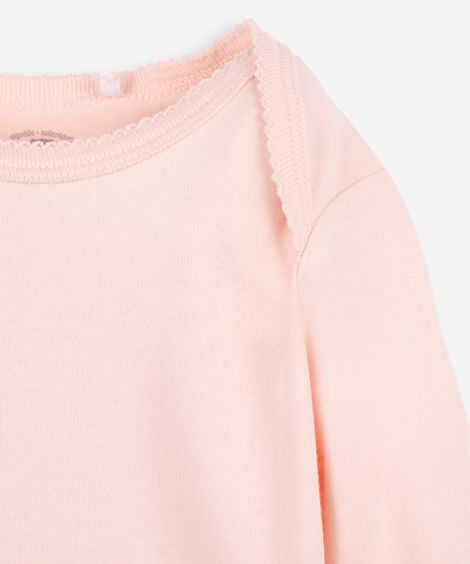 conjunto body e calça infantil algodão essencial rosa