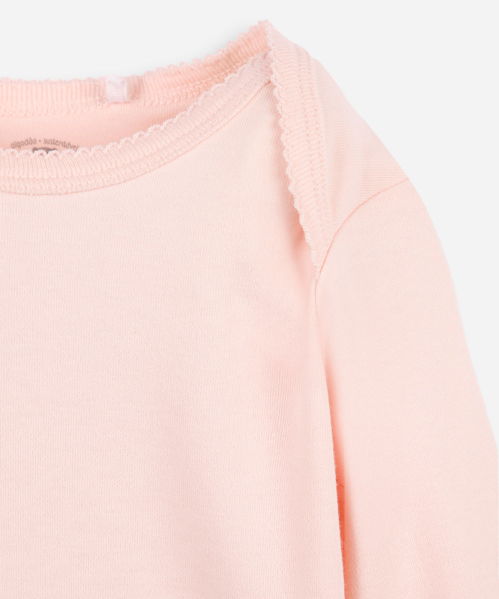 conjunto body e calça infantil algodão essencial rosa