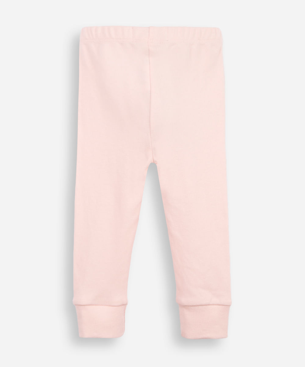 conjunto body e calça infantil algodão essencial rosa