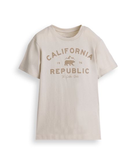 camiseta de algodão infantil califórnia bege