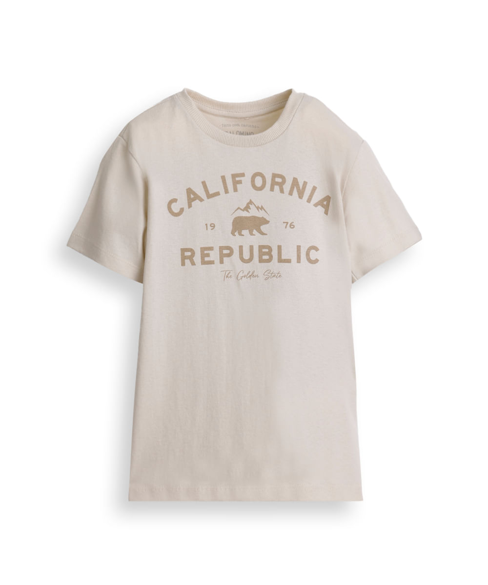 camiseta de algodão infantil califórnia bege
