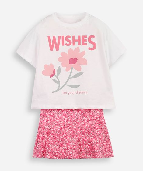 conjunto curto infantil de algodão flor colorido