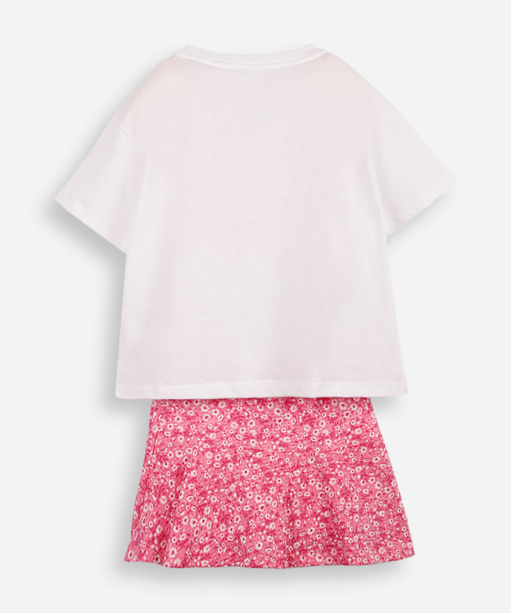 conjunto curto infantil de algodão flor colorido