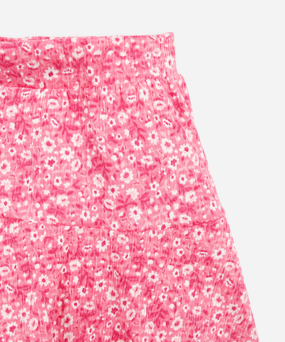conjunto curto infantil de algodão flor colorido