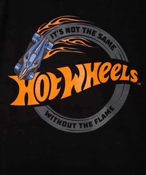 camiseta de algodão infantil hot wheels  preta
