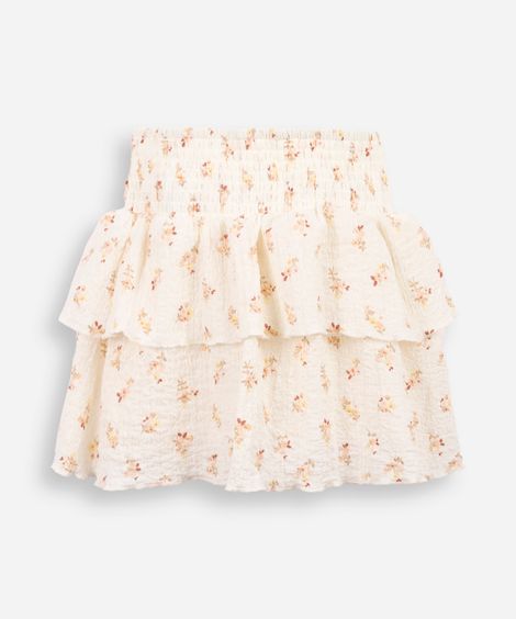 short saia infantil com babados e lastex liberty bege