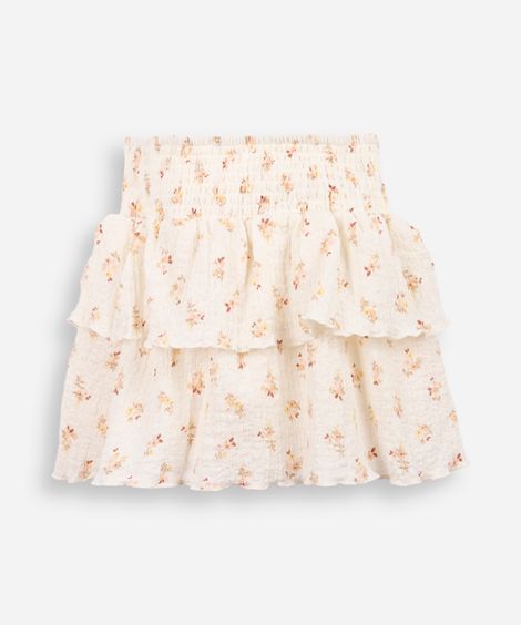 short saia infantil com babados e lastex liberty bege
