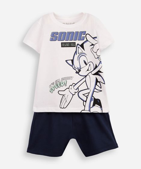conjunto infantil curto de algodão sonic colorido