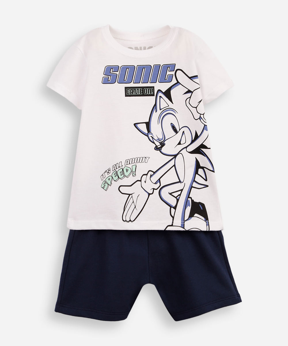 conjunto infantil curto de algodão sonic colorido