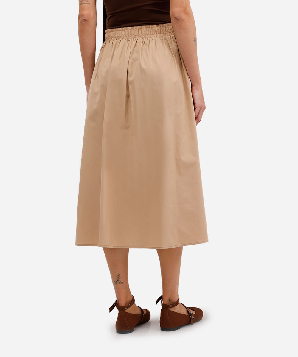 saia midi feminina godê de algodão bege