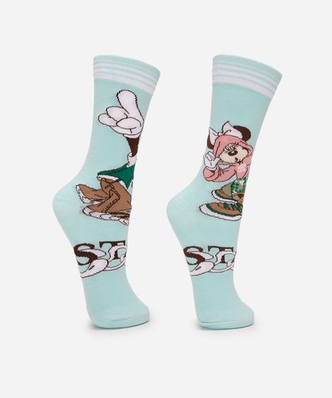 meia cano longo mickey minnie 37-40 verde