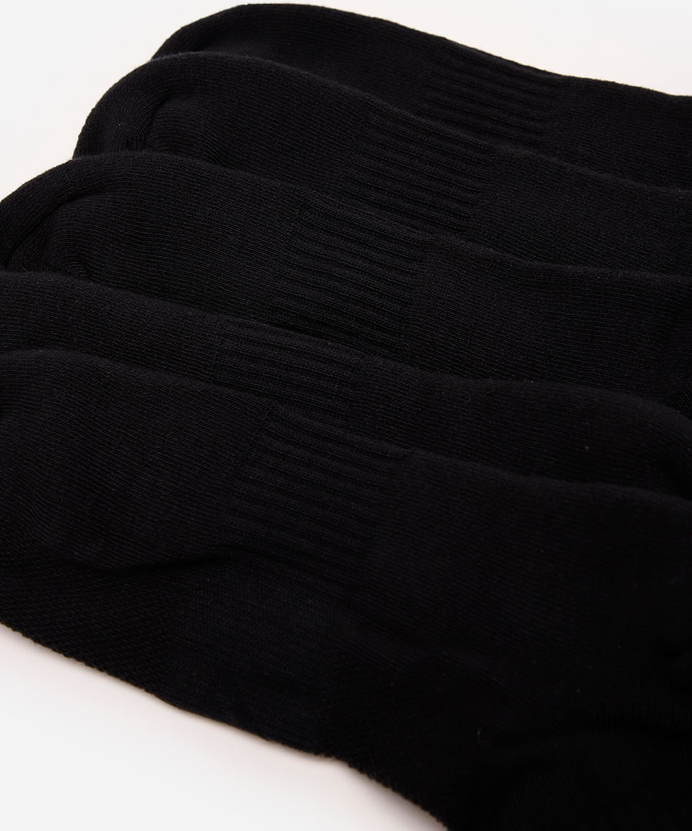 kit de 5 meias esportivas masculinas cano curto preto