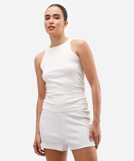 short de pijama feminino canelado cinza