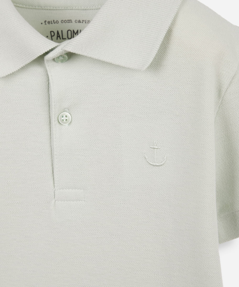 polo de algodão infantil âncora verde
