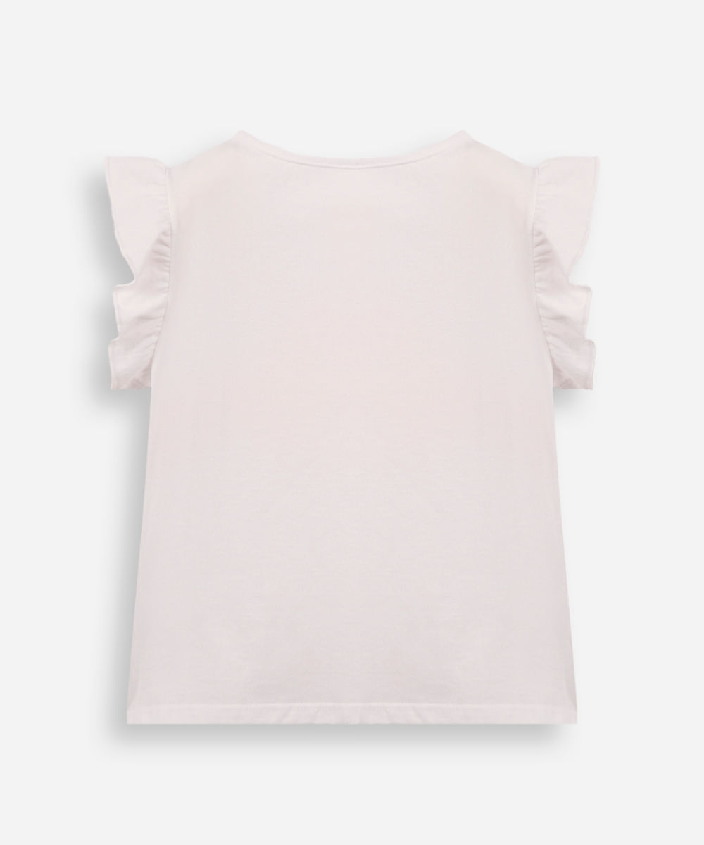 blusa infantil juju com babado arco-íris off white