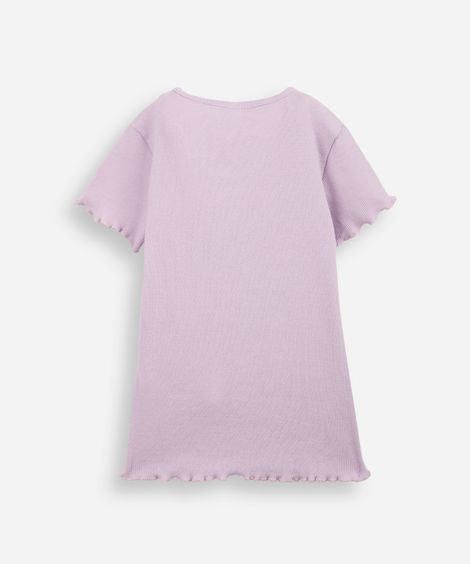 camiseta infantil ribana bordado lilás