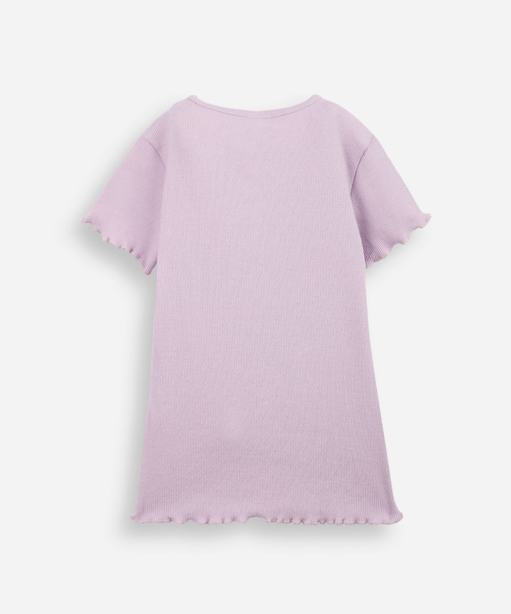 camiseta infantil ribana bordado lilás