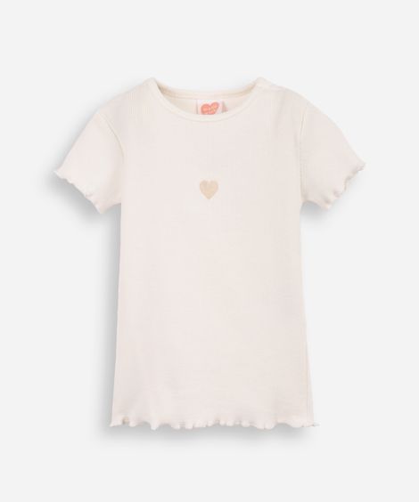 camiseta infantil ribana bordado off white