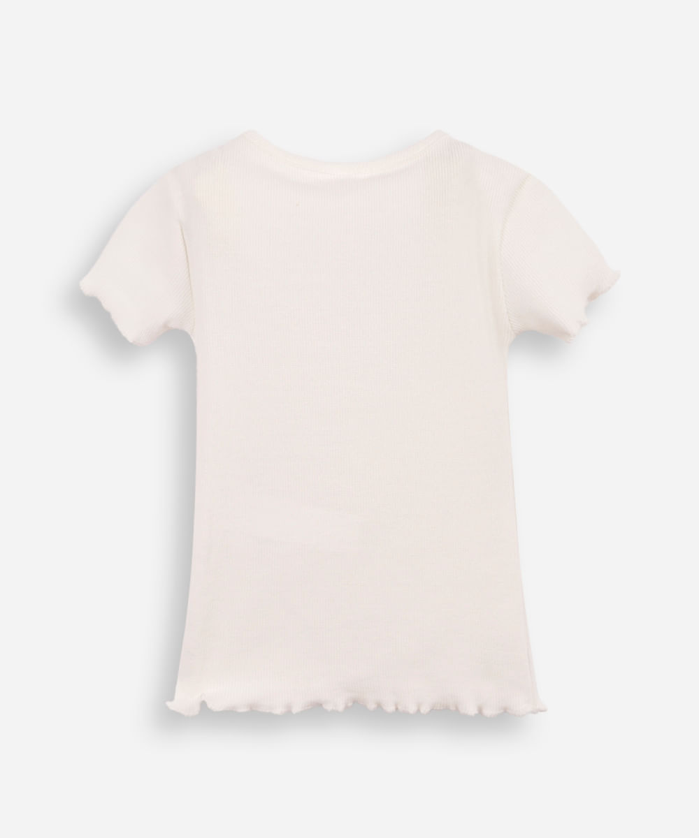 camiseta infantil ribana bordado off white