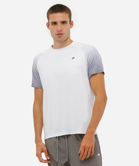 camiseta esportiva masculina manga curta degradê branca