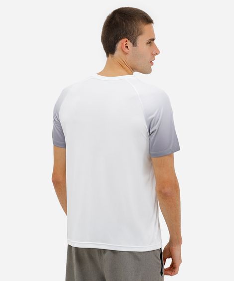 camiseta esportiva masculina manga curta degradê branca