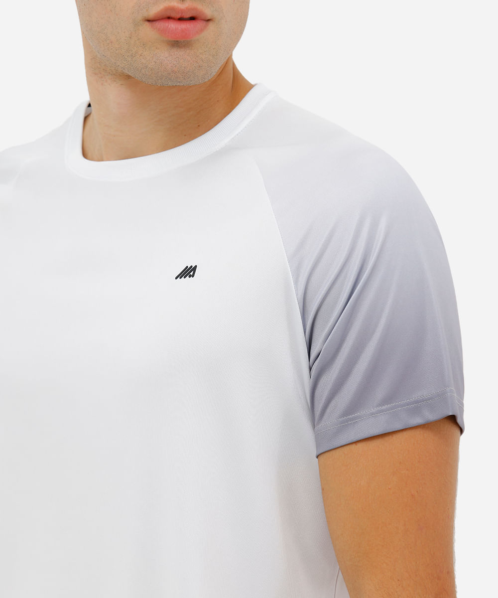 camiseta esportiva masculina manga curta degradê branca