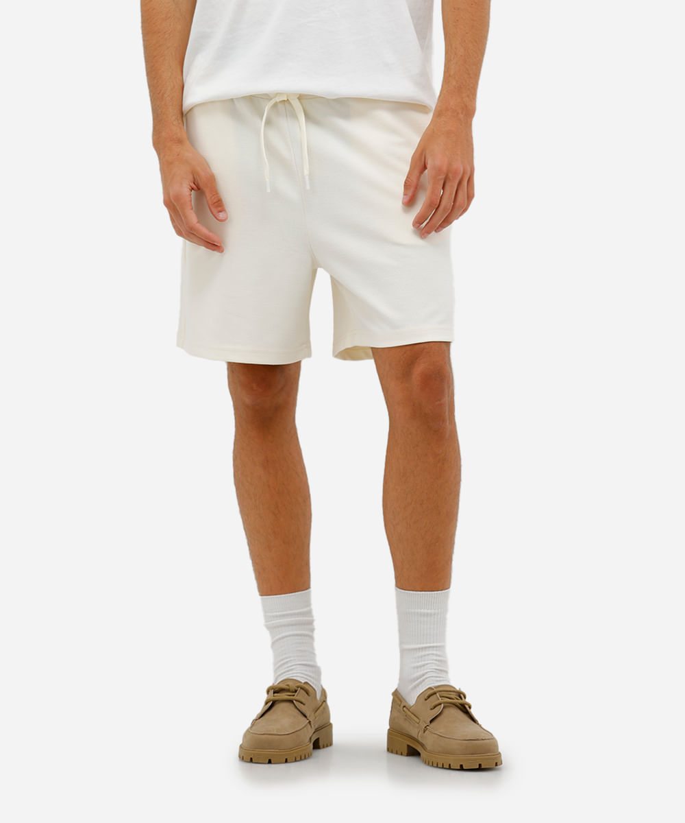 bermuda masculina malha texturizada off white