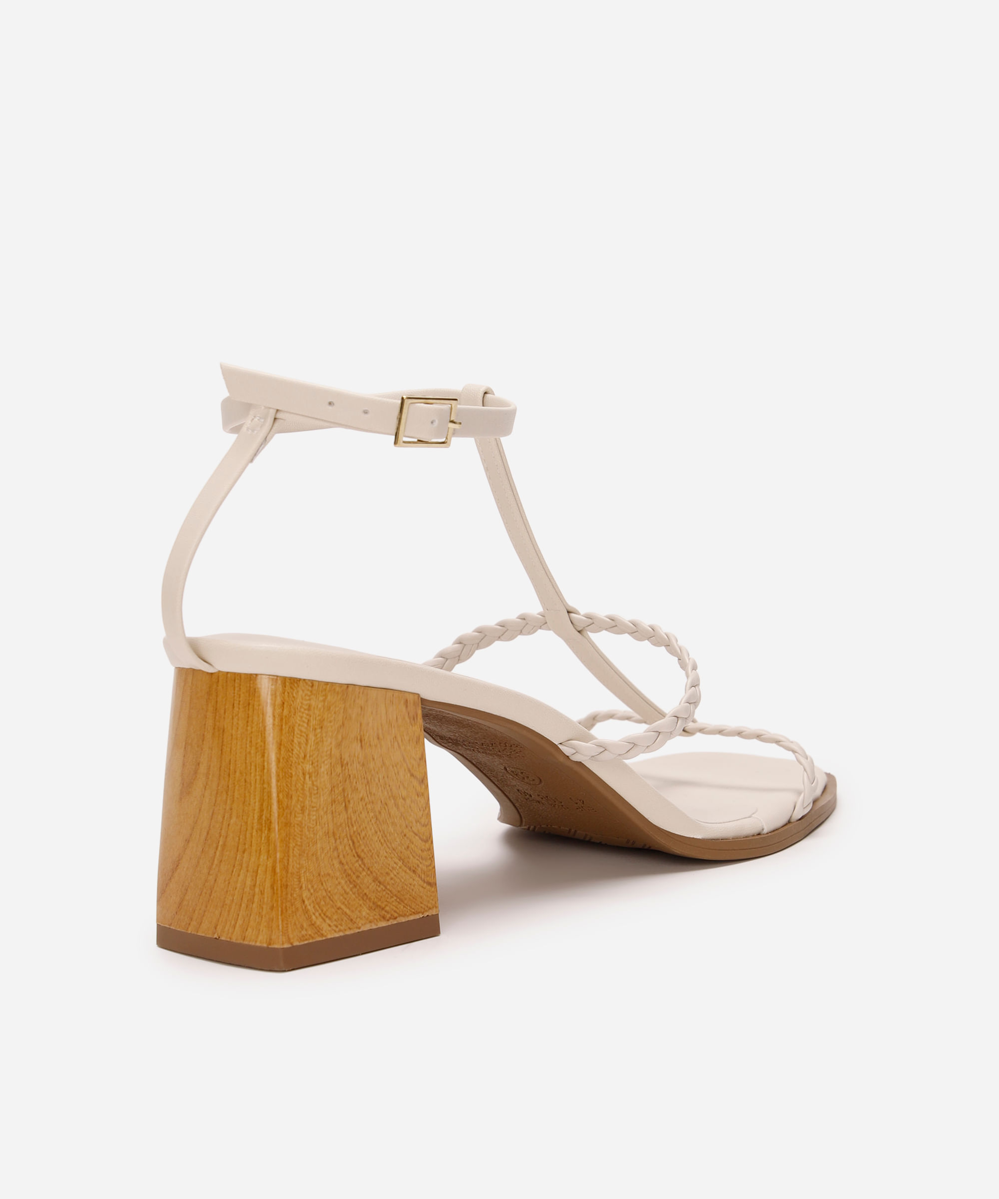 sandália bico quadrado salto grosso oneself off white