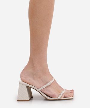sandália bico quadrado salto grosso texturizada oneself off white