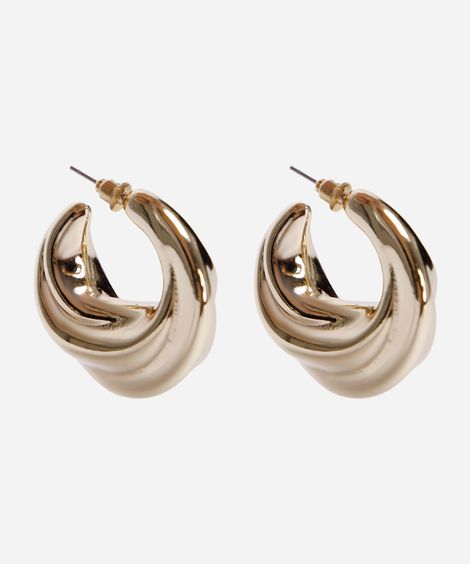 brinco argola texturizado dourado