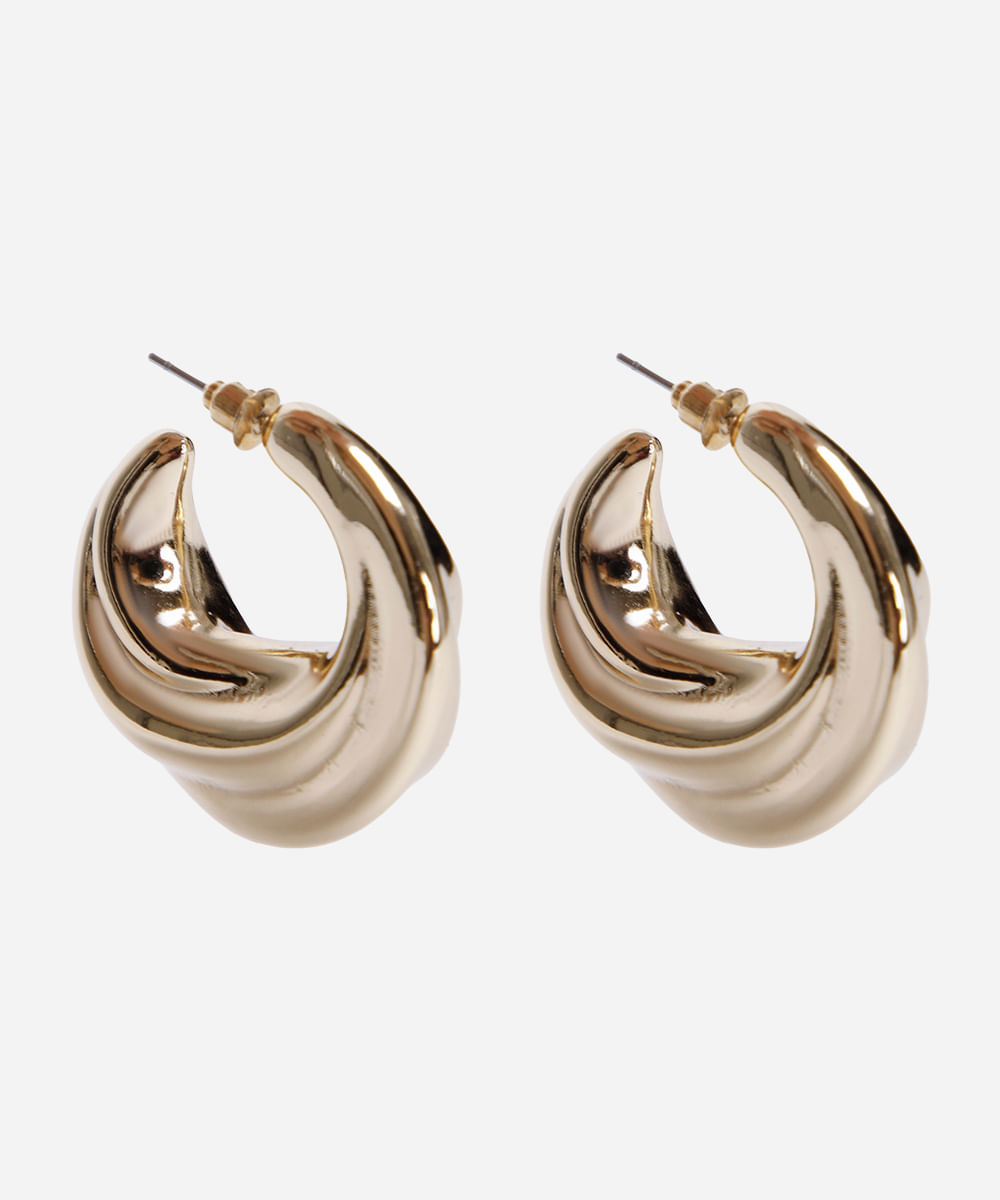 brinco argola texturizado dourado