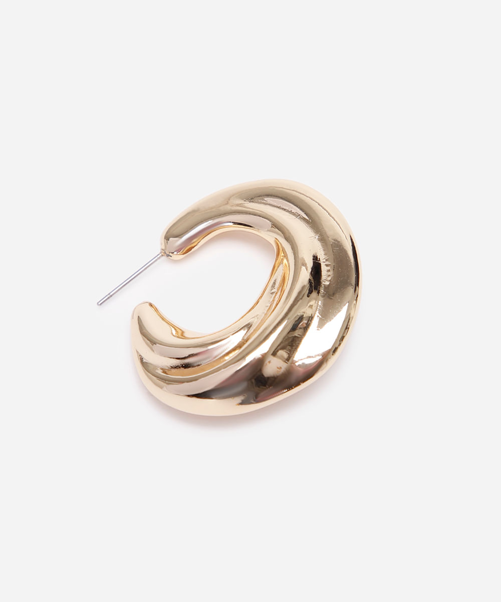 brinco argola texturizado dourado
