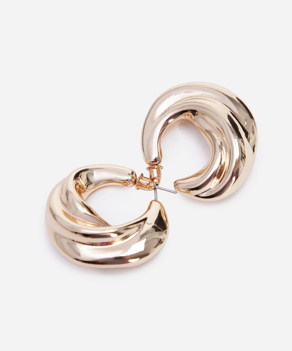 brinco argola texturizado dourado