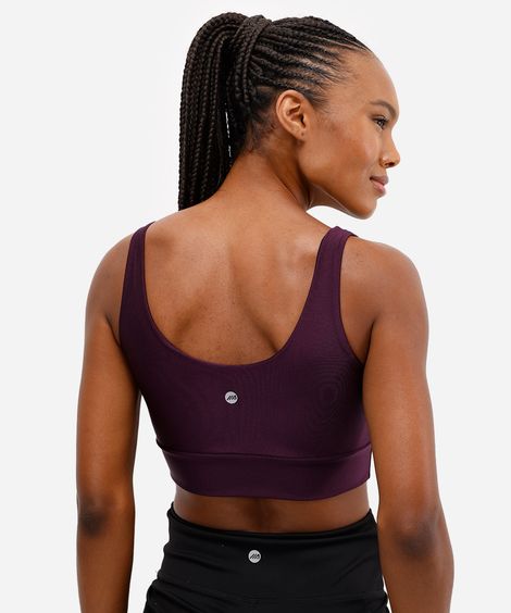 top alongado com bojo removível esportivo roxo
