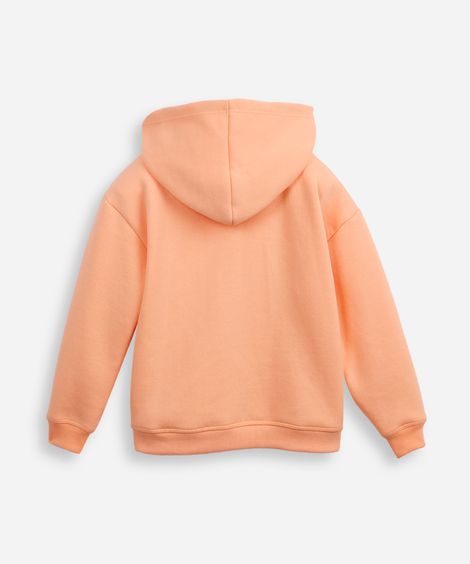 blusão infantil de moletom com zíper e capuz bts laranja
