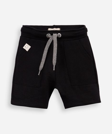 short de moletom infantil com cordão preto
