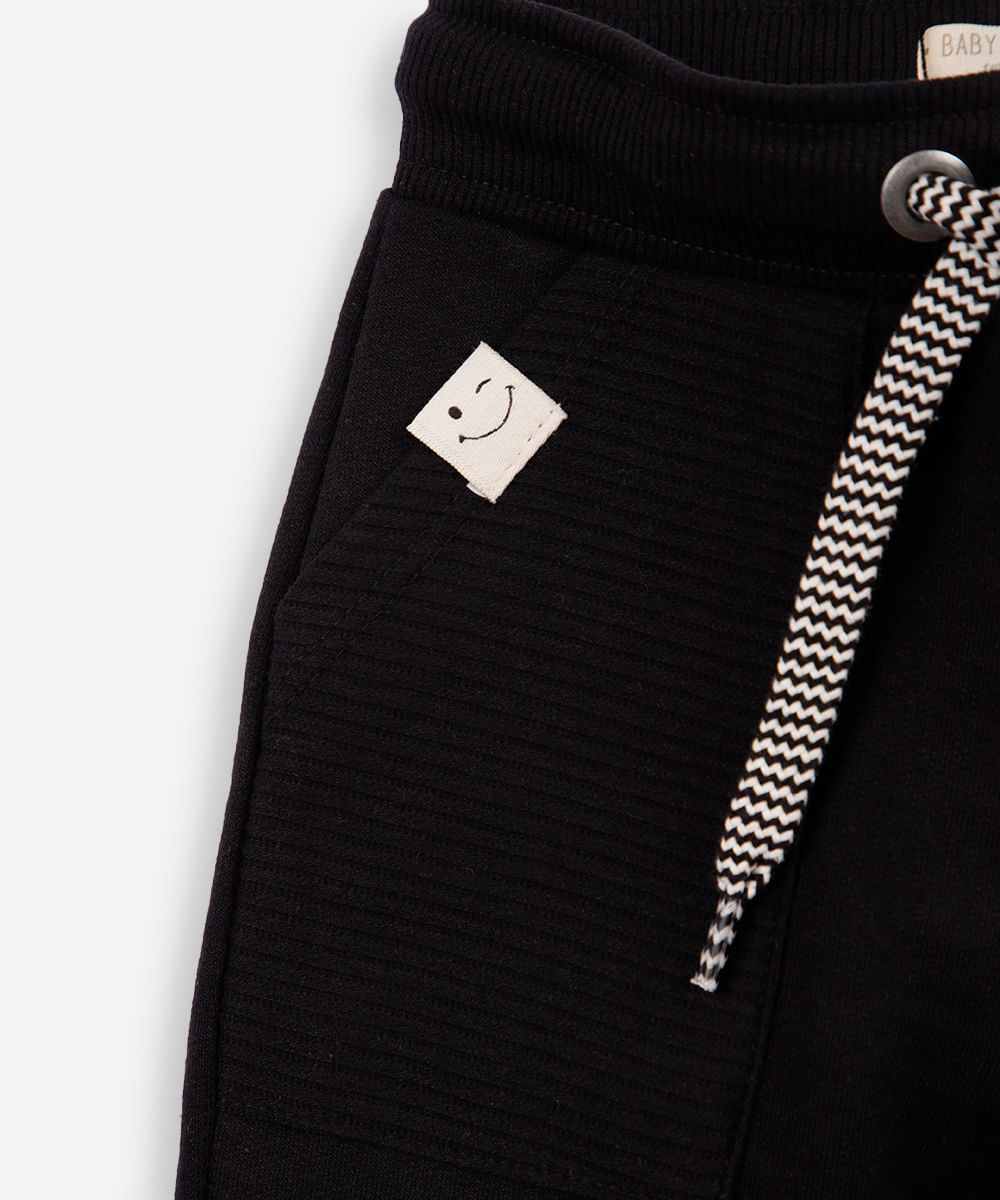 short de moletom infantil com cordão preto
