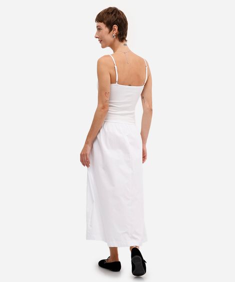 vestido midi feminino de algodão alça fina off white