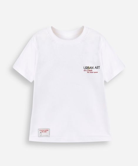 camiseta infantil manga curta estampa urban art off white